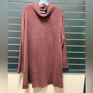 Reborn J. Cowl Neck Tunic Sweater Brown L